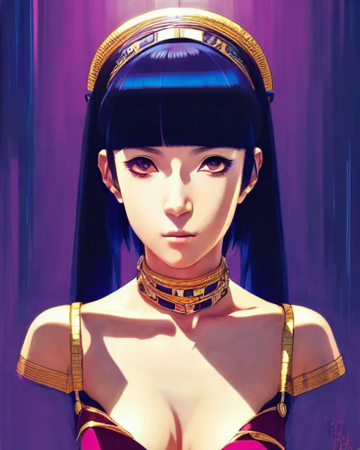 Image similar to portrait of cleopatra | | very very anime!!!, fine - face, audrey plaza, realistic shaded perfect face, fine details. anime. realistic shaded beautiful lighting poster by ilya kuvshinov katsuhiro otomo ghost - in - the - shell, magali villeneuve, artgerm, jeremy lipkin and michael garmash and rob rey