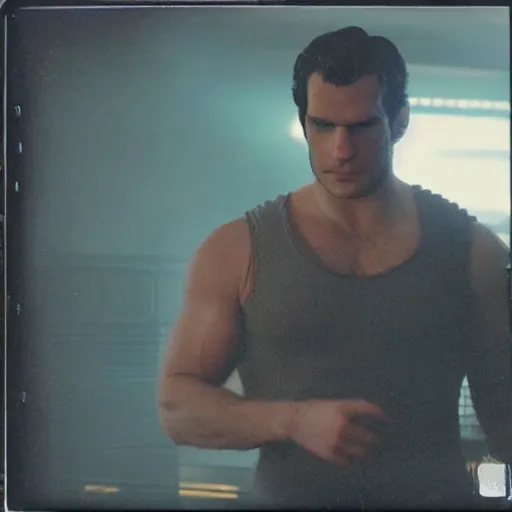 Image similar to Polaroid image of Henry Cavill in cyberpunk