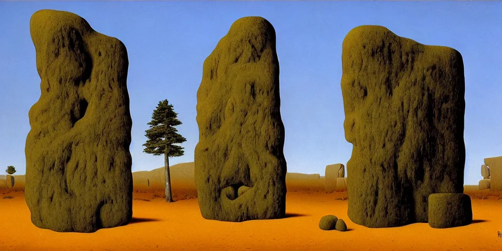 Image similar to Megalithic Monolithic in taiga landscape by Richard Corben, by René Magritte, surrealism, gothic, baroque