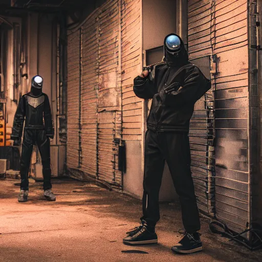 Prompt: photograph of retro techwear people loitering in the back of a busy rundown nightclub, retrofuturism, brutalism, cyberpunk, sigma 85mm f/1.4, 35mm, 4k, depth of field, high resolution, 4k, 8k, hd, highly detailed, full color