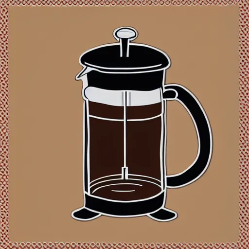 Prompt: coffee french press line art vector hand drawn alexander babich