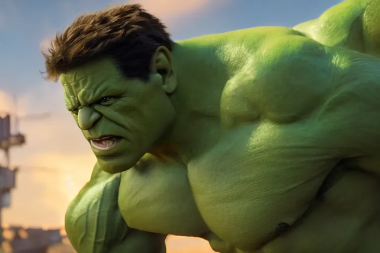 Image similar to film still of Lou Ferigno as hulk in avengers infinity war, 4k