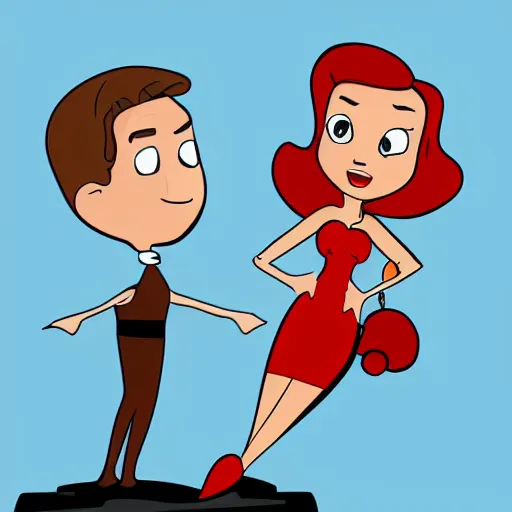 Prompt: handsome brunette pilot and red haired mermaid flying in a cessna airplane, style of Jetsons, cartoon,