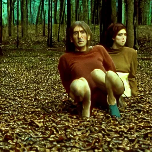 Image similar to a movie still by walerian borowczyk, forest, technicolor, high definition, remastered