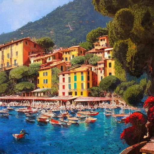 Prompt: portofino italy geog darrow greg rutkowski