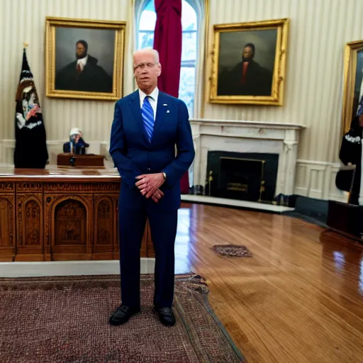 Image similar to 4 k portrait sony a 7 f 2. 8 of president joe biden as a muslim taliban leader in the oval office