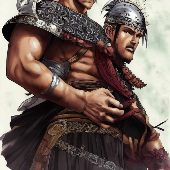 Prompt: The Portrait of The Gladiator Spartacus, Anime Fantasy Illustration by Tomoyuki Yamasaki, Kyoto Studio, Madhouse, Ufotable, trending on artstation