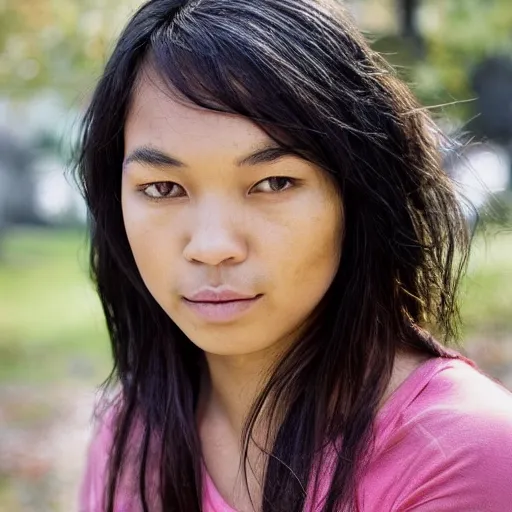 Image similar to half - thai, half german, face of a young woman