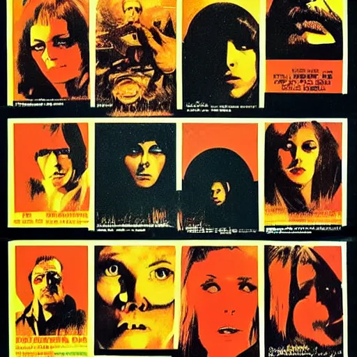Image similar to 1 9 7 0 s italian horror film poster, giallo film poster art, euro horror, 1 9 7 3, supernatural horror poster