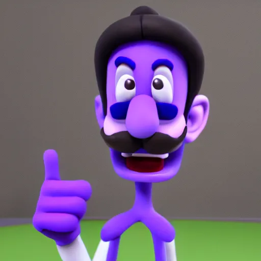 Prompt: waluigi on the gym, claymation, 8 k, hyperdetalied, cgsociety,