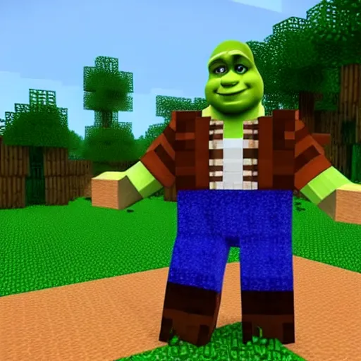 Image similar to shrek in minecraft