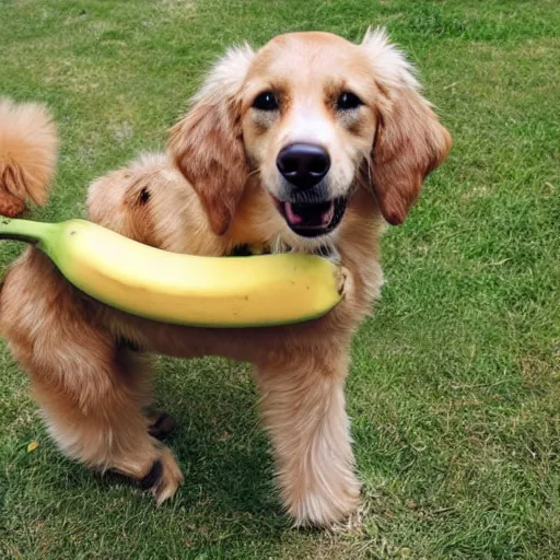 Prompt: a dog without a banana