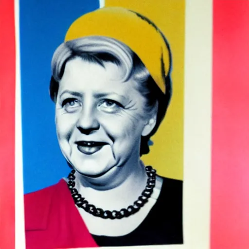 Prompt: A 1950's pin-up of Angela Merkel, vivid colors, realistic,