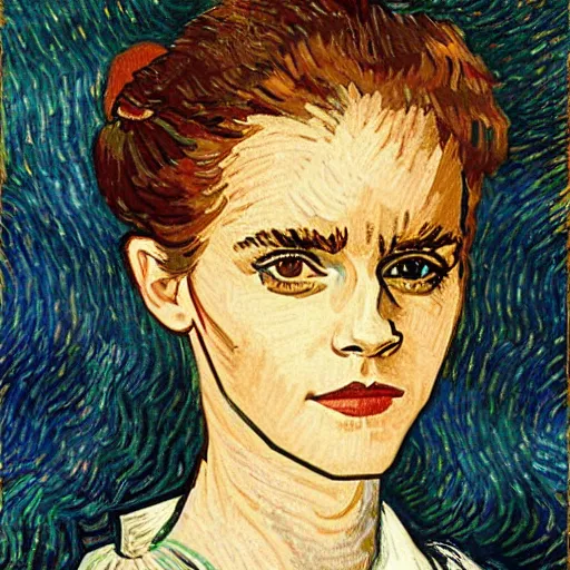 Prompt: emma watson painted by van gogh