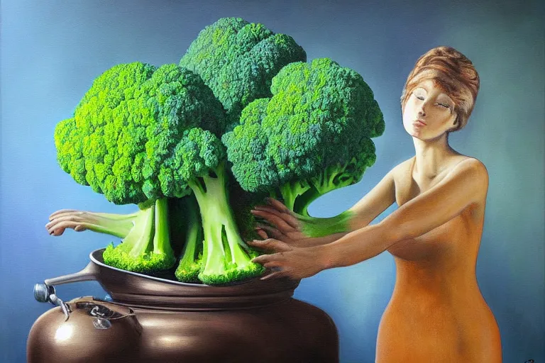 Image similar to broccoli music, surrealism, elegant oil painting, highly detailed