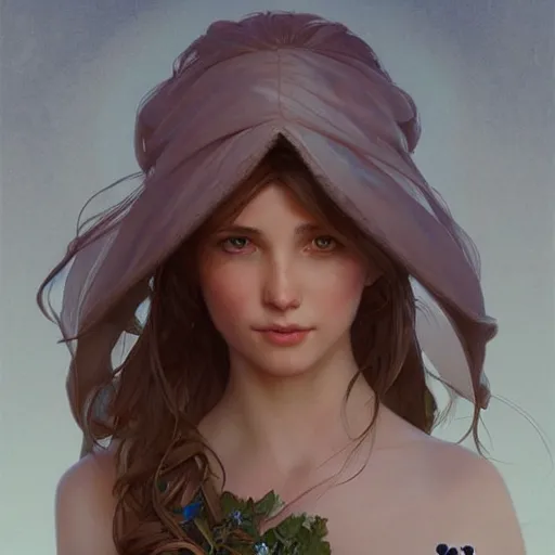 Image similar to Girl in love, subtle, looking far , highly detailed, digital painting, artstation, concept art, sharp focus, art by artgerm and greg rutkowski and alphonse mucha