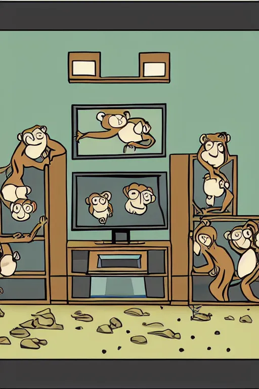 Image similar to illustration of monkeys watching tv by pendleton ward