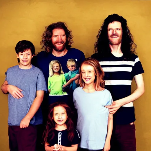 Prompt: aphex twin family photo