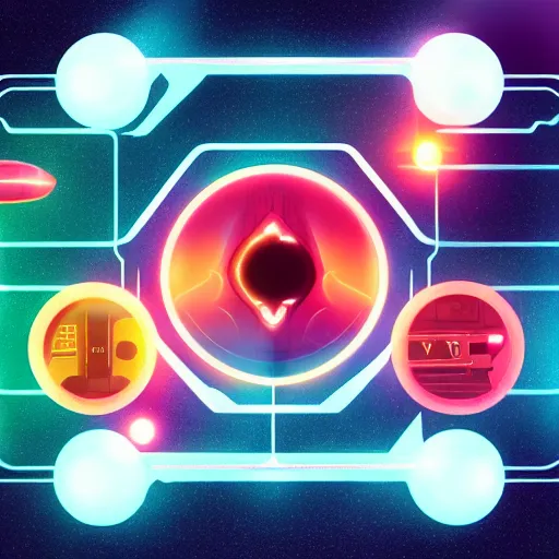 Prompt: sci-fi interface of a spaceship, sharp details, glowing icons, behance