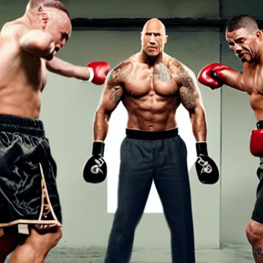 Image similar to Dwayne Johnson as boxer, promo