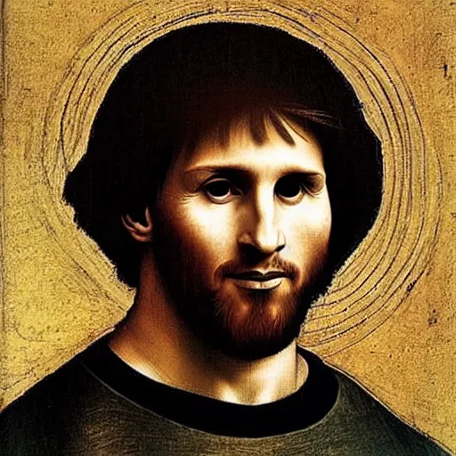 Prompt: a portrait of lionel messi by leonardo da vinci