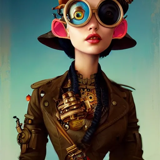 Image similar to lofi steampunk portrait pixar style by Jonathan Yeo and Tom Bagshaw and Joe Fenton