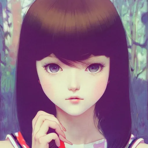 Image similar to beautiful photography, youth teen miserable loner girl, focus close on detesting eyes, soft skin, seventies giallo film by ilya kuvshinov monet range murata artgerm katsuhiro otomo norman rockwell, highly detailed intricately sharp focus, bedroom eyes trending on pinterest vogue italia 3 5 mm, 4 k uhd image