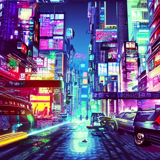 Image similar to cyberpunk city lsd