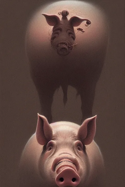 Prompt: potrait of joe biden, has face of a pig, by zdzislaw beksinski, by dariusz zawadzki, by wayne barlowe, gothic, surrealism, cosmic horror, lovecraftian, cold hue's, warm tone gradient background, concept art, beautiful composition