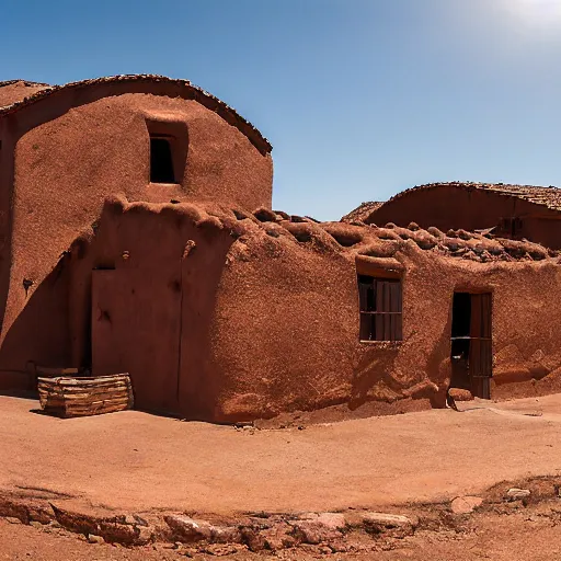 Image similar to a village of mud and bricks houses, adobe houses, in the arizona desert. Trending on 500px