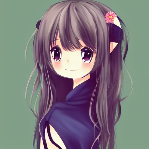 Prompt: cute anime girl, sketch, wavy hair