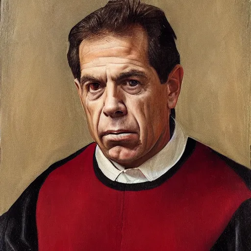 Image similar to renaissance portrait of nick saban, oil on canvas 4k, realism, detailed, meticulous