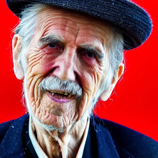 Prompt: old george harrison singer at age 9 0 years old, color ( sony a 7 r iv, symmetric balance, polarizing filter, photolab, lightroom, 4 k, dolby vision, photography award ), vogue, perfect face