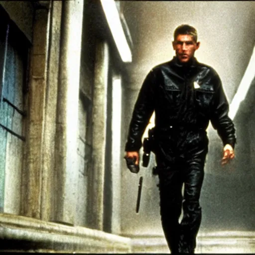 Prompt: film still blade runner Officer Deckard wearing Nike ACG techwear