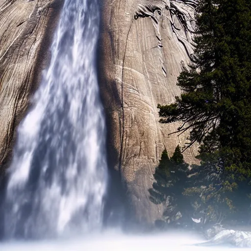 Image similar to an award - winning professional photograph of a waterfall in yosemite national park, zeiss, nikon