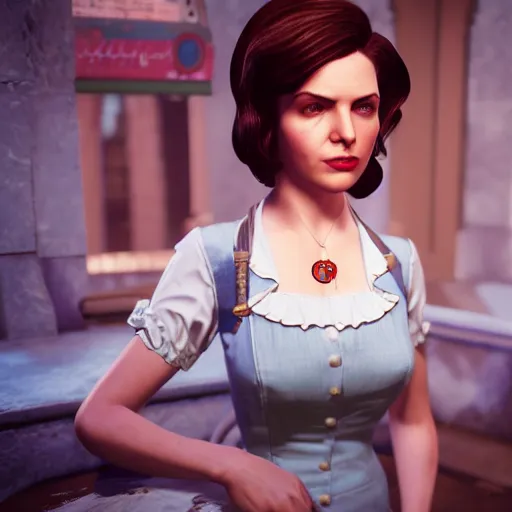 Prompt: elizabeth from bioshock infinite, unreal engine, 8 k, ultra realistic, ultra detail, ray tracing