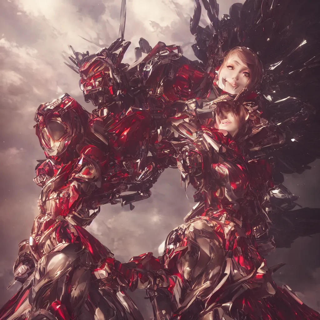 Image similar to portrait cartoon manga anime render of a strikingly gorgeous archangel, blood, wearing an intricate gundam bioremediation plant, rossdraws, artgerm, norman rockwell, emiliano ponzi, epic composition, hd, octane, unreal engine, volumetric lighting, light rays, masterpiece, award - winning