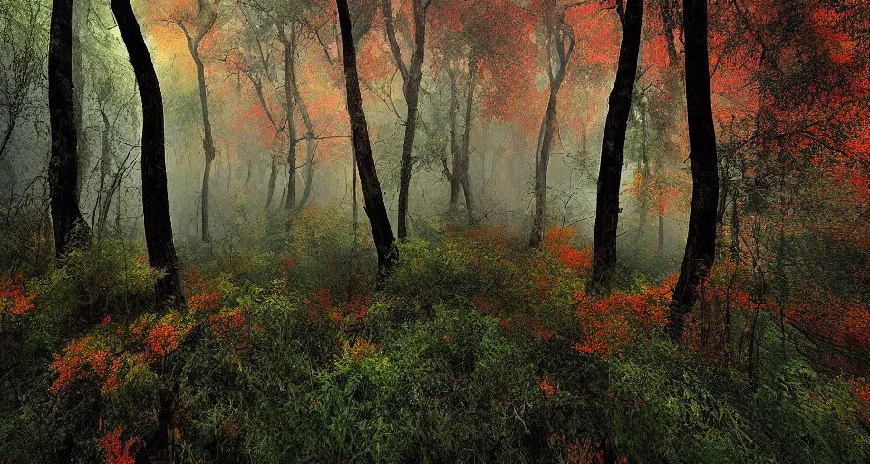 Image similar to Enchanted and magic forest, by Peter Holme III