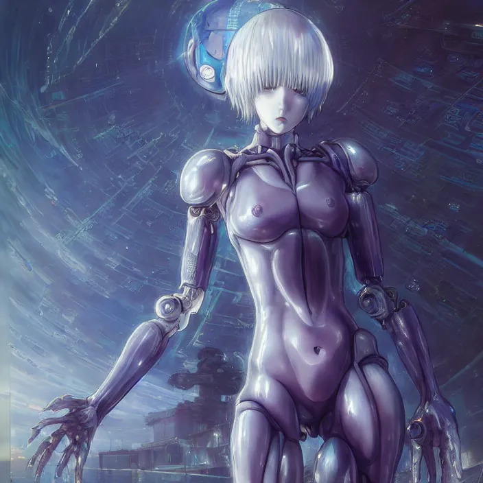 Image similar to Memento of the Rei Ayanami, The Android Kannon Mindar Leviathan awakening from Japan in a Radially Symmetric Alien Megastructure turbulent bismuth glitchart Luminism Romanticism by John William Waterhouse . Atmospheric Cinematic Environmental & Architectural Design Concept Art by Tom Bagshaw Jana Schirmer Jared Exposure to Cyannic Energy, Darksouls Concept art by Finnian Macmanus, Rei Ayanami, The Android Kannon Mindar from Japan in a lush flora of water dripping leaves and echoing blue rings of sound emanating from the center of the screen with a faint turquoise glowing aura fractal pearlescent iridescent surrealist turbulent bismuth glitchart Luminism Romanticism by John William Waterhouse Beksinski Finnian MacManus Ruan Jia, cute anime girl with blue hair and red eyes, vtuber, lain iwakura, Hi-Fructose, Artstation, HD, HDR, High Resolution, 1024x1024