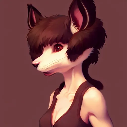 Image similar to character design portrait of an anthropomorphic furry rat girl with rat ears and a tail, 4 k, concept art, by wlop, ilya kuvshinov, artgerm, krenz cushart, pixiv.