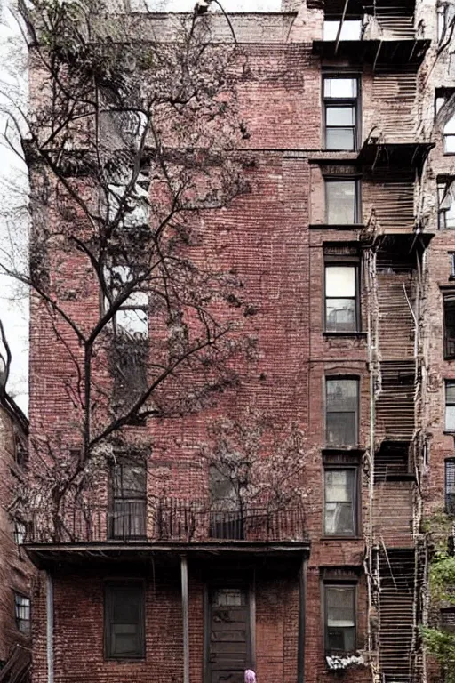 Prompt: (((((a ramshackle manhattan brick brownstone deep in the forest))))) by Jiayan Li!!!!!!!!!!!!!!!!!!!!!!!!!!!