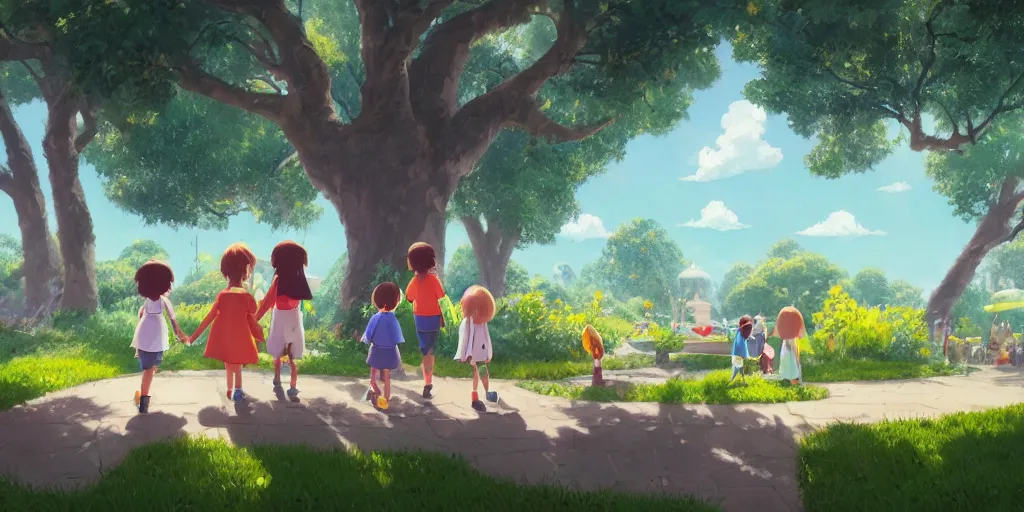 Prompt: wholesome illustration of a family of lemons enjoying a day at the park, Studio Ghibli, Pixar and Disney animation, sharp, Rendered in Unreal Engine 5, art by Greg Rutkowski, Bloom, dramatic lighting, sunny day