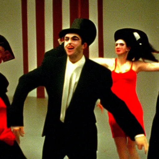 Prompt: orthodox Jews dancing in American Psycho (1999)