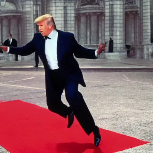 Image similar to Donald Trump as James Bond, action scene, cinematic