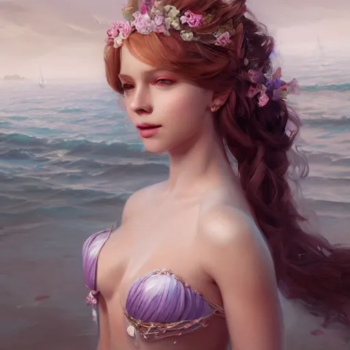 Prompt: Portrait of a beautiful young elegant mermaid ， full of details, matte painting, concept art, smooth, by krenz cushart and wlop，Soft light atmosphere，trending on cgsociety and artstation，8kHDR，light effect，rtx on，-H 1024