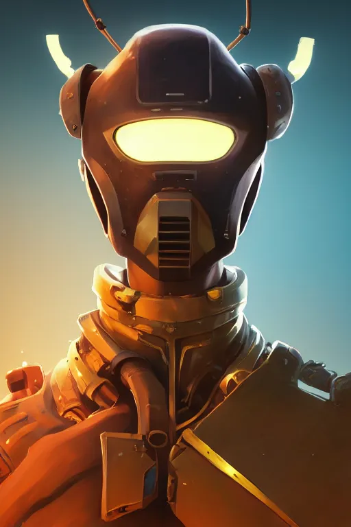 Image similar to epic mask helmet robot ninja portrait stylized as fornite style game design fanart by concept artist gervasio canda, behance hd by jesper ejsing, by rhads, makoto shinkai and lois van baarle, ilya kuvshinov, rossdraws global illumination radiating a glowing aura global illumination ray tracing hdr render in unreal engine 5