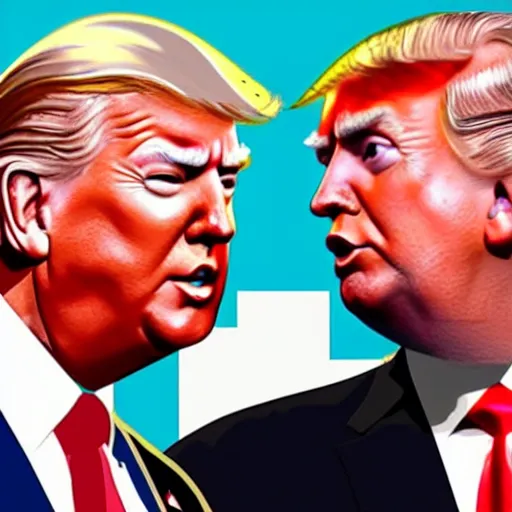 Image similar to Painting of Joe Biden and Donald Trump in a boxing match, realistic