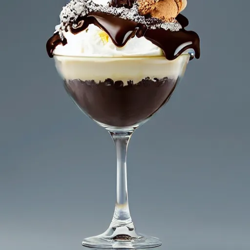 Prompt: an ice cream sundae made out of diamonds and chocolate, elegant and ornate,