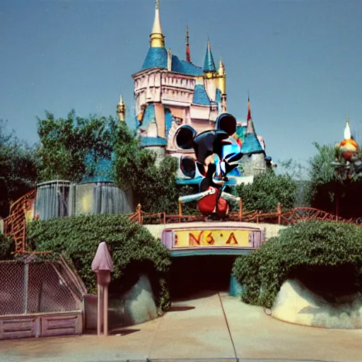 Image similar to abandoned disney park, 8 0 s photography