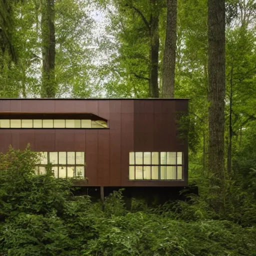 Image similar to a building in the middle of a forest, architecture